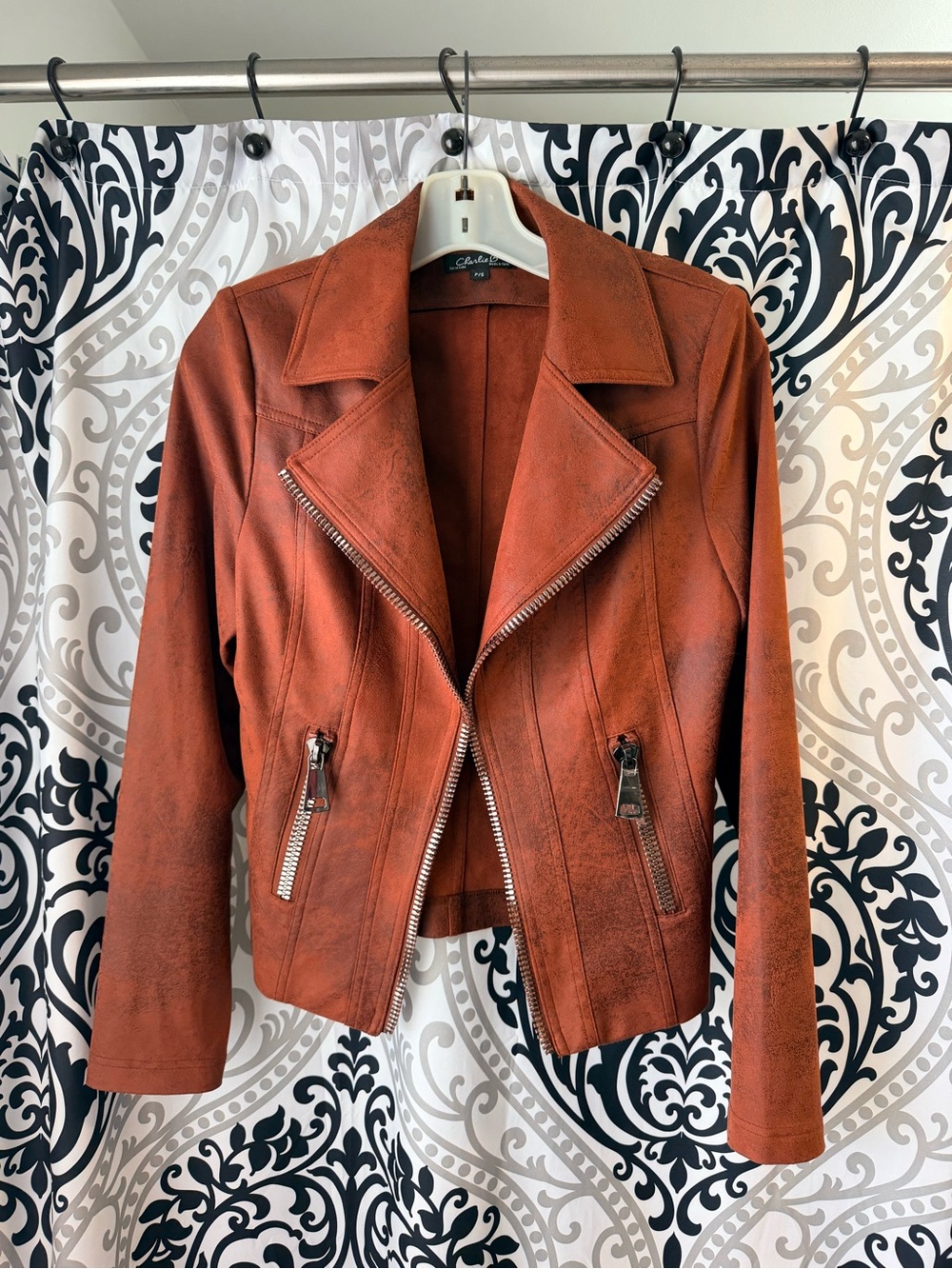 Suede Moto Jacket - Rust Orange